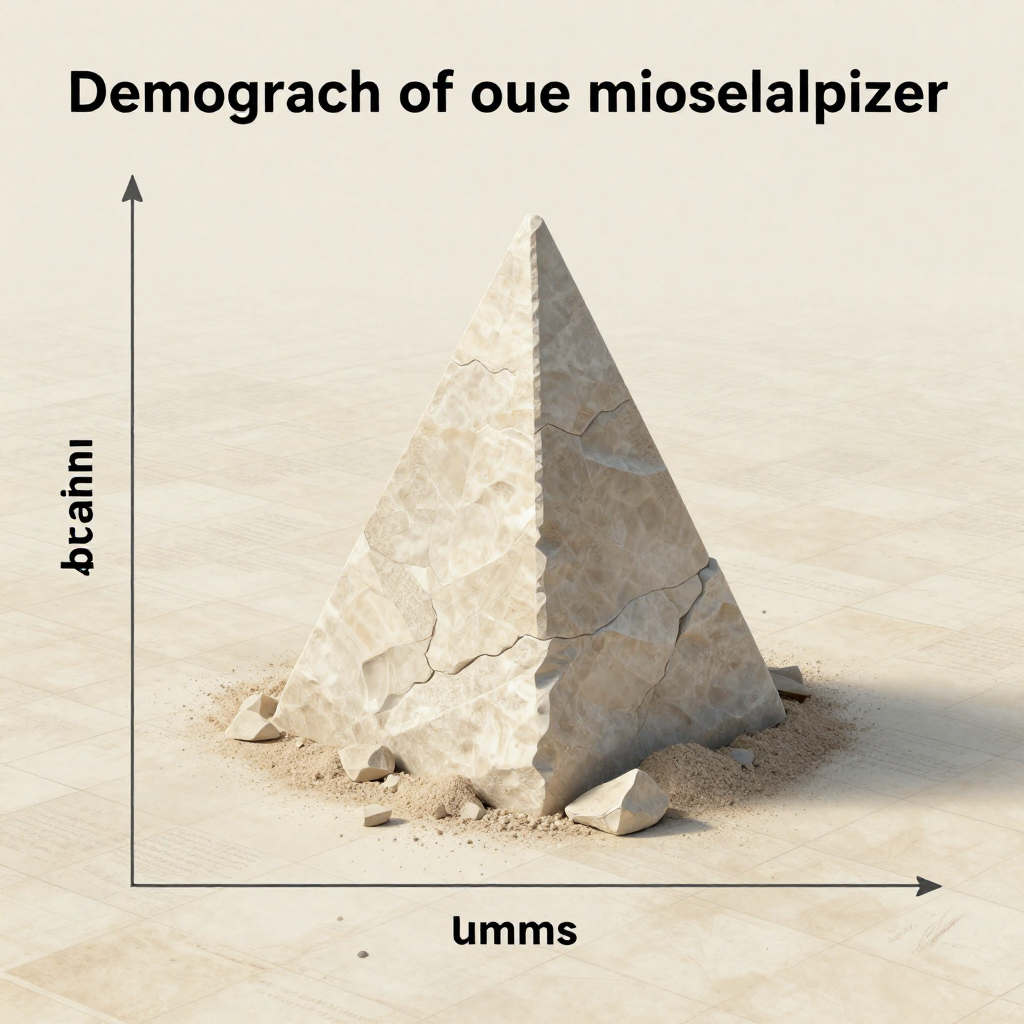 clean data visualization, flat 2D chart, muted academic palette, no 3D effects, evidence-based presentation, professional infographic, minimal decoration, clear axis labels, scholarly aesthetic, an inverted demographic pyramid carved from pale limestone, its base crumbling into fine dust, sitting on a gridded field of faded parchment with faint ink annotations, lit by flat overhead light casting no shadows, atmosphere of silent academic gravity [Z-Image Turbo]