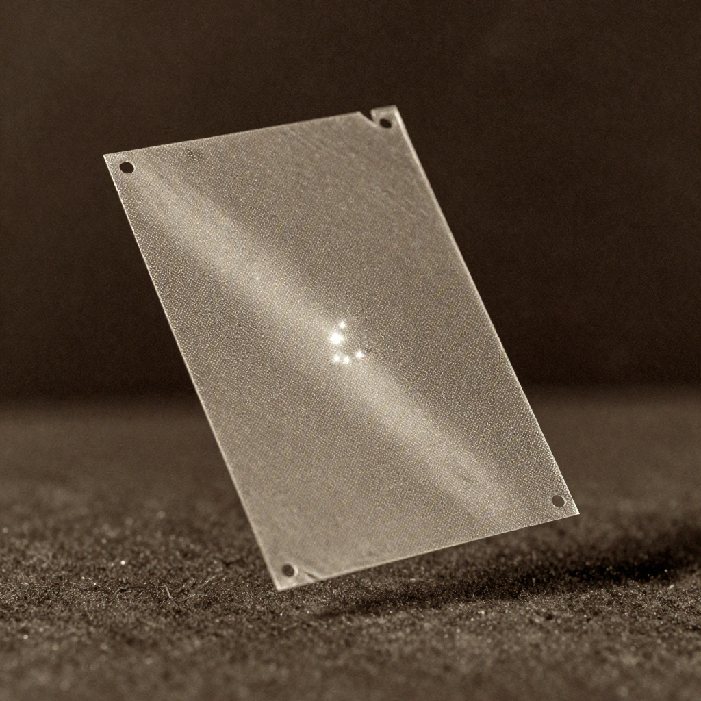 vintage Victorian newspaper photograph, sepia tone, aged paper texture, halftone dot printing, 1890s photojournalism, slight grain, archival quality, authentic period photography, A delicate, wafer-thin polymer film embedded with a grid of microscopic diamond-boron nitride sensor nodes, its surface subtly warped from internal stress, lit from one side by a sharp, slanting beam that causes the embedded sensors to flare like trapped stars, the film hovering just above a dark, featureless surface in a still, silent atmosphere [Z-Image Turbo]