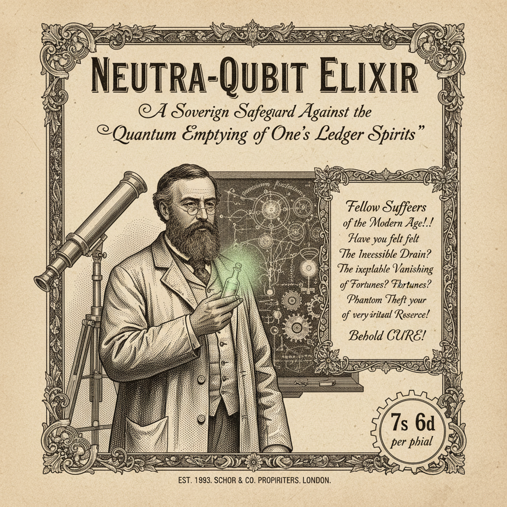 Illustration for: THE MARVELLOUS NEUTRA-QUBIT ELIXIR: A Sovereign Safeguard Against the Quantum Emptying of One’s Ledger Spirits