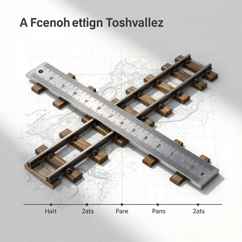 clean data visualization, flat 2D chart, muted academic palette, no 3D effects, evidence-based presentation, professional infographic, minimal decoration, clear axis labels, scholarly aesthetic, a ruler forged from railway tracks, polished steel with faint longitudinal welds and weathered wooden sleepers embedded at intervals, lit from above by sharp, flat light casting precise metric shadows on a gridded topographical map, atmosphere of clinical clarity and restrained authority [Z-Image Turbo]
